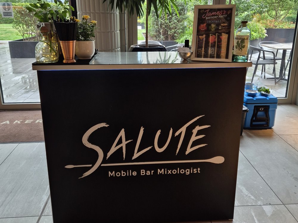 The Salute mobile bar unit set up at an event, ready for service